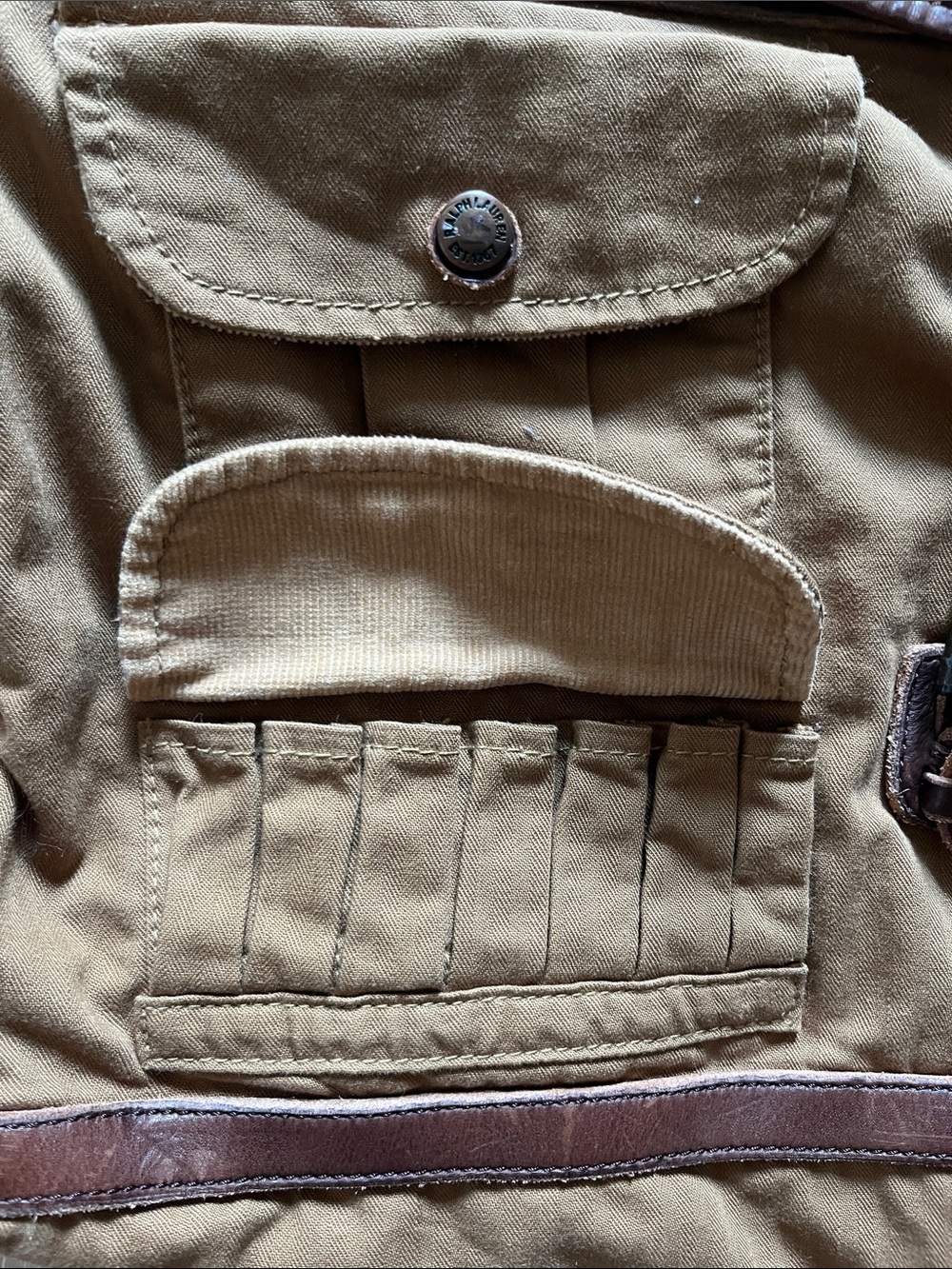 Vintage Polo Ralph Lauren Canvas Messenger Bag Leather Brown Trim Aztec Lining - Picture 3 of 9